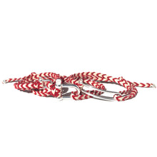 Bracelet Manille Allongée Argent - Tresse Rouge
