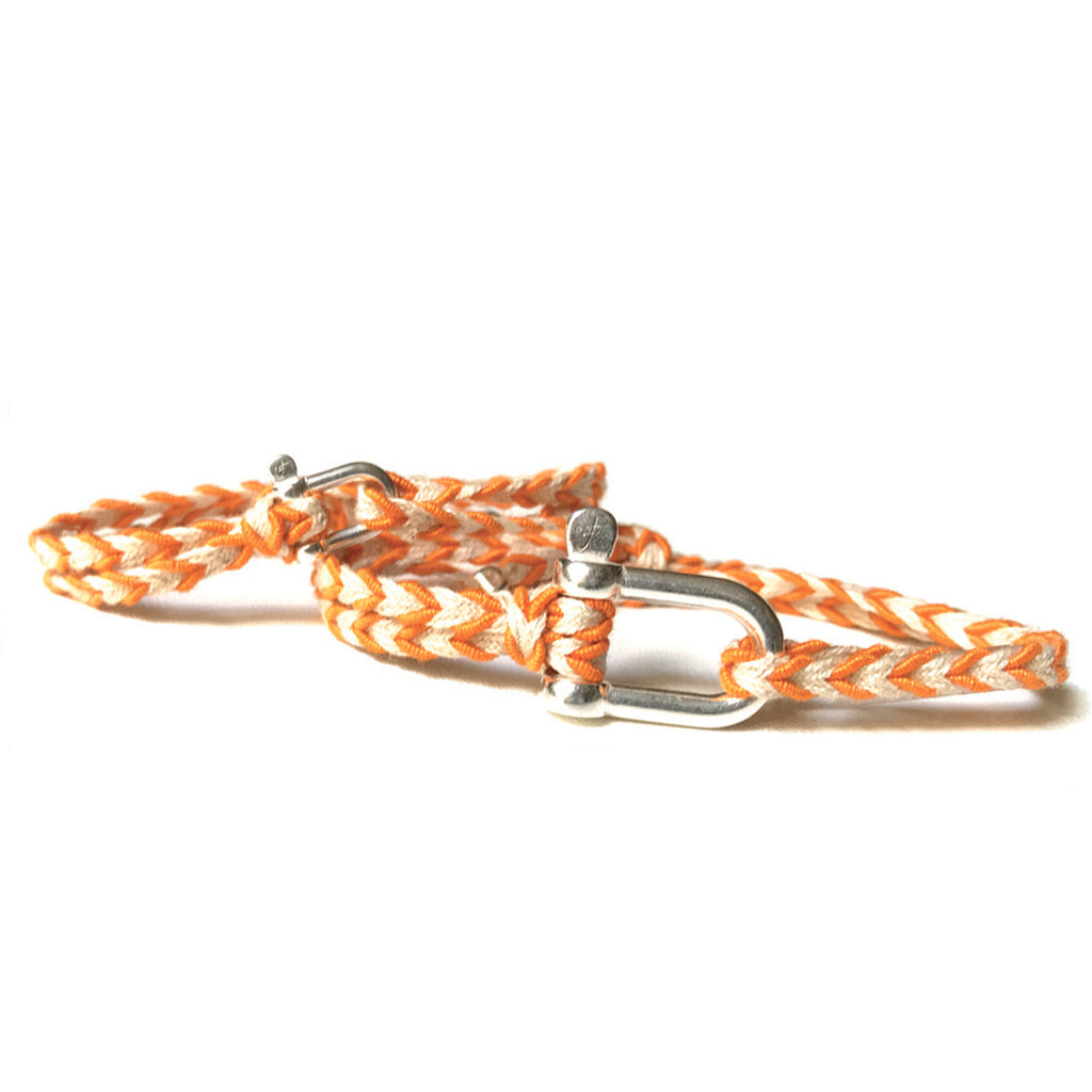 Bracelet Petite Manille Silver - Orange Braid – François La Manille