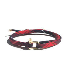 <transcy>Petite Manila Silver Bracelet - Club Tie - Red Tartan</transcy>