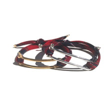 <transcy>Silver Elongated Manila Bracelet - Club Tie - Red Tartan</transcy>