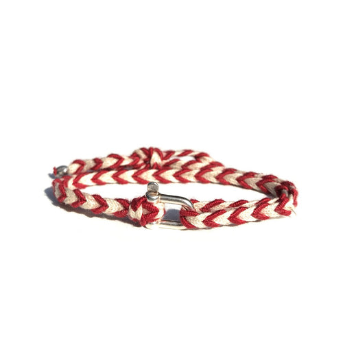 Bracelet Petite Manille Argent - Tresse Rouge