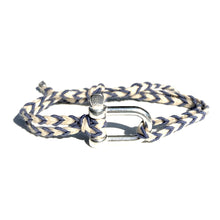 Bracelet Grande Manille Argent - Tresse Bleue