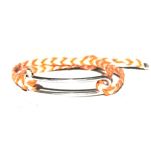 Bracelet Manille Allongée Argent - Tresse Orange