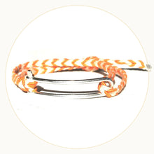 <transcy>Silver Elongated Manila Bracelet - Orange Braid</transcy>